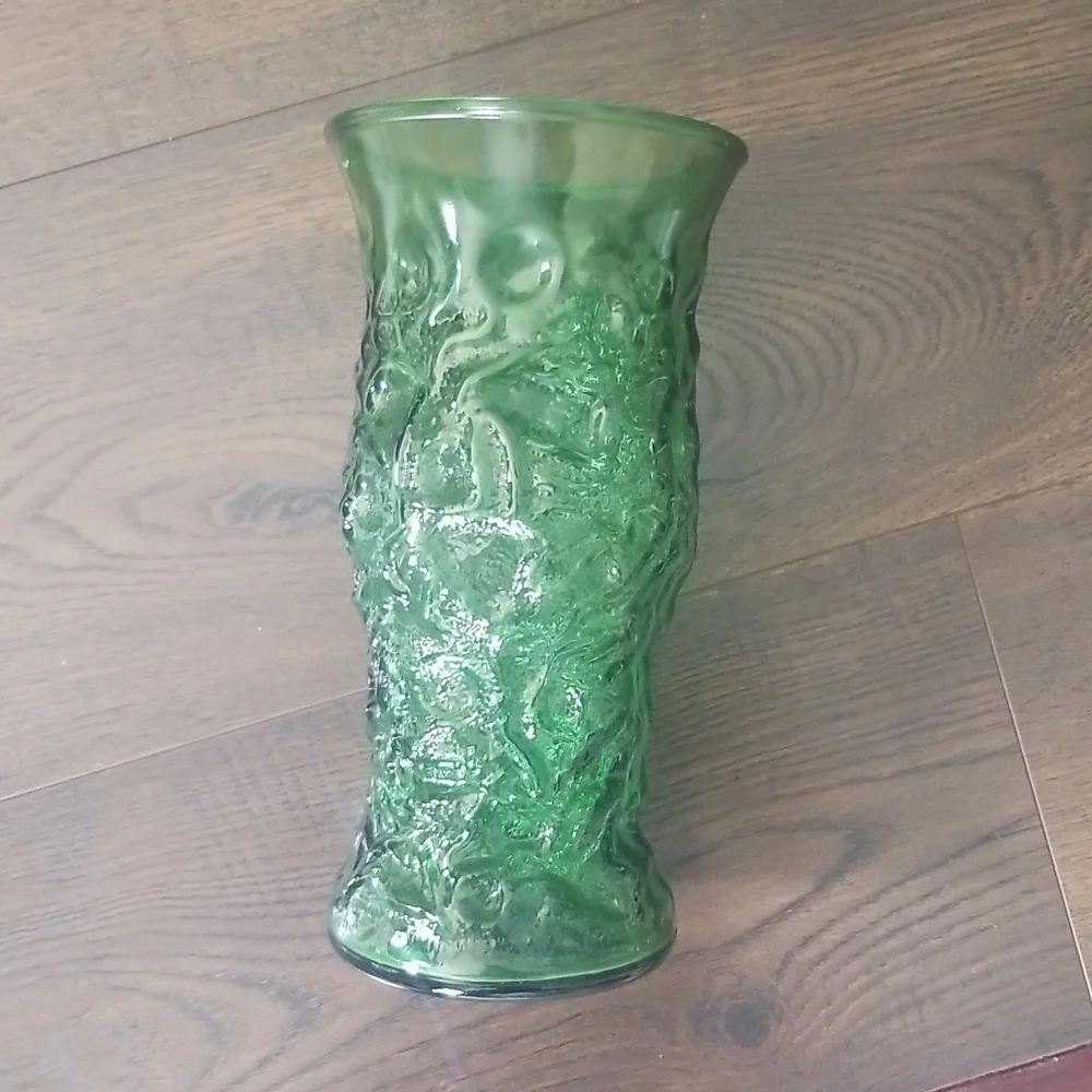Green glass vase MCM style